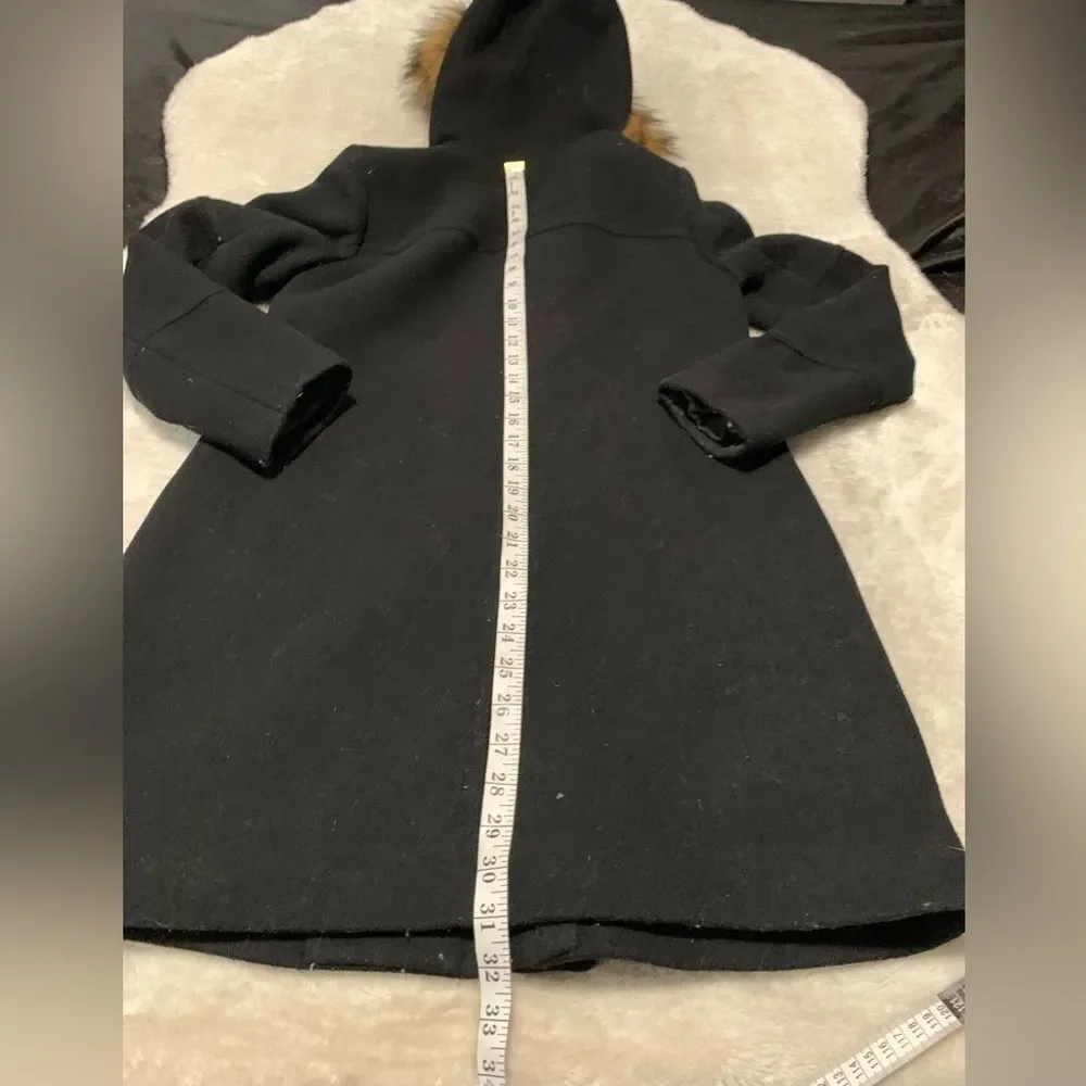 J.CREW Women Size 0 Black Chateau Parka‎ in Italian Stadium-Cloth Wool Coat